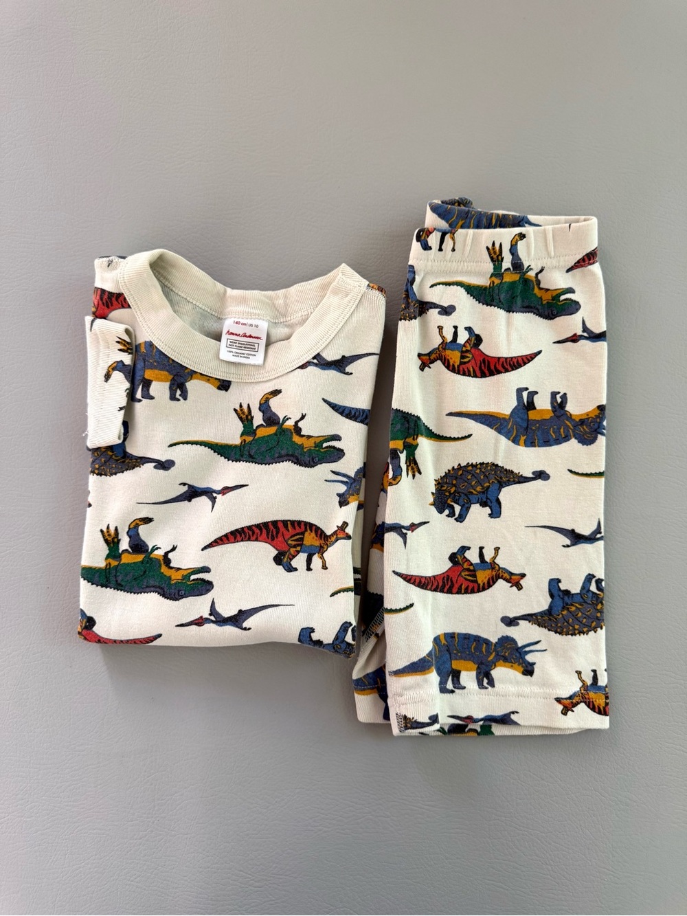 Hanna Andersson Dino Roar Dinosaur Pajamas Set Short Johns Kids 10 140cm